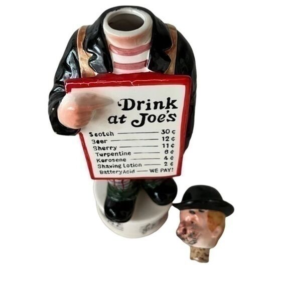 Vintage Ceramic Music Box "Drink at Joe's" Liquor Decanter Bottle "How Dry I Am" - Picture 7 of 9